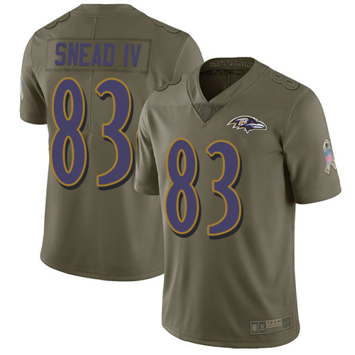 Baltimore Ravens Limited Olive Men Willie Snead IV Jersey NFL Football #83 2017 Salute to Service